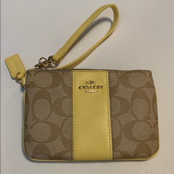 Coach Wristlet (tan, yellow and gold) - Picture 4 of 4